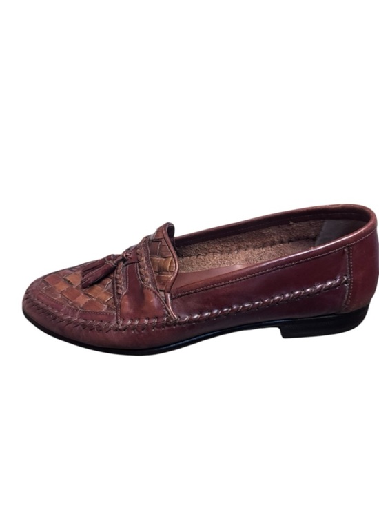 GIORGIO BRUTINI LE GLOVE Brown Woven Leather Tassel Shoes Brazil Loafers 8.5 D main image 2